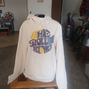 The Rolling Stones New Cotton Cream and Multicolor Hoodie Young Men's Large